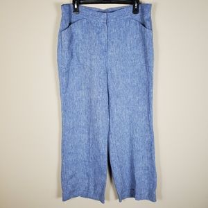 Chico's chambray linen wide leg ankle pants